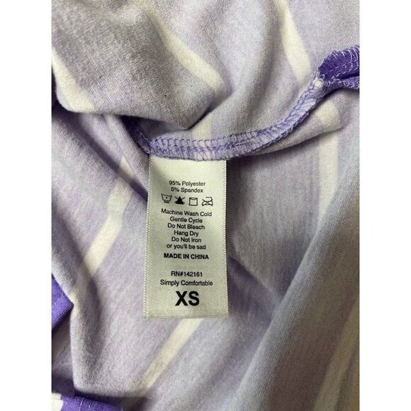 LuLaRoe Mark Purple‎ White Stripe Raglan Henley Top Sz XS - Picture 4 of 6
